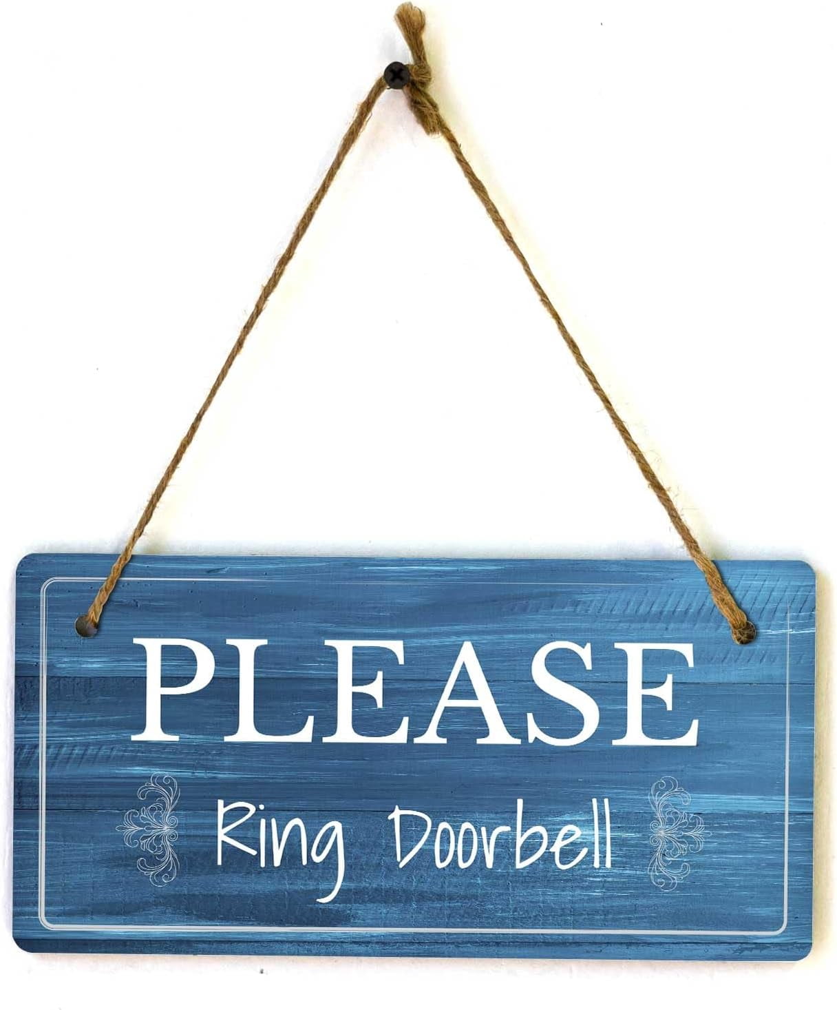12 x 8 Inch Please Ring Doorbell Rustic Dark Blue Wood Sign - Hanging ...