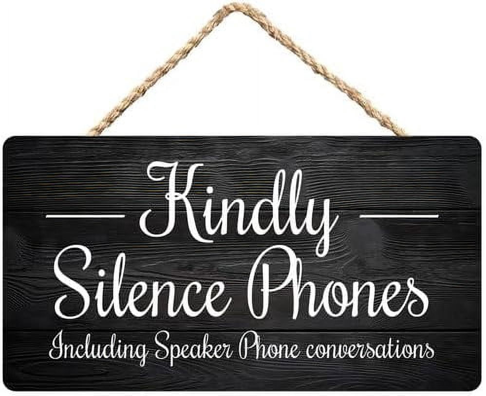 Stop Phones Sign 12 x 8 Inch Rustic Wooden Hanging Sign, Silence Phones Reminder Plaque ...
