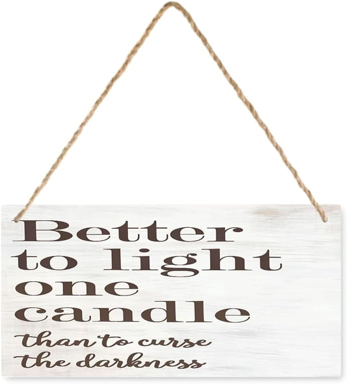 12 x 8 Inch Whitewashed Wooden Hanging Sign with Rope Hanger ...