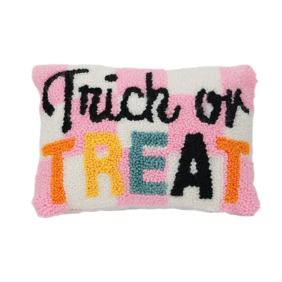 Ashland Trick or Treat Pillow Pink & White 12" x 8"