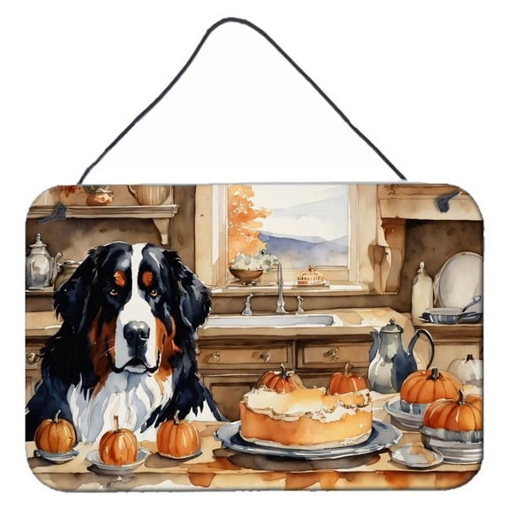 12 x 8 in. Unisex Bernese Mountain Dog Fall Kitchen Pumpkins Wall or Door Hanging Prints