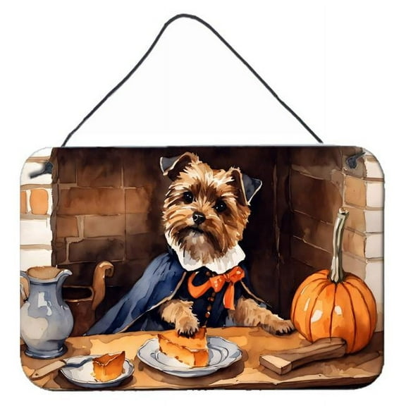 12 x 8 in. Unisex Border Terrier Fall Kitchen Pumpkins Wall or Door Hanging Prints