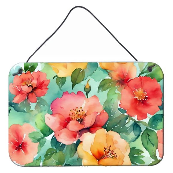12 x 8 in. Unisex Georgia Cherokee Rose in Watercolor Wall or Door Hanging Prints