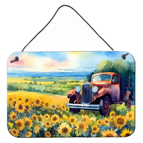 12 x 8 in. Unisex Kansas Sunflowers in Watercolor Wall or Door Hanging Prints