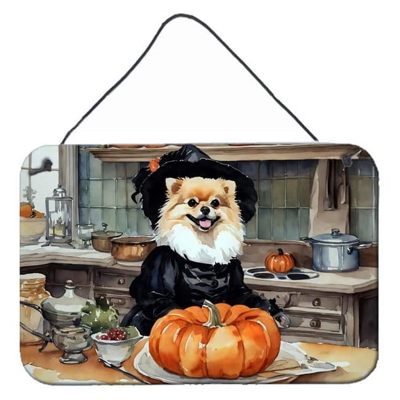 12 x 8 in. Unisex Pomeranian Fall Kitchen Pumpkins Wall or Door Hanging Prints