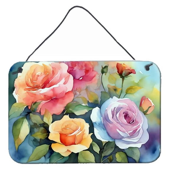 12 x 8 in. Unisex Roses in Watercolor Wall or Door Hanging Prints