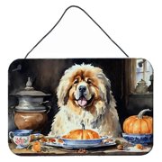 12 x 8 in. Unisex Tibetan Mastiff Fall Kitchen Pumpkins Wall or Door Hanging Prints
