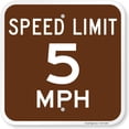 thumbnail image 1 of 12 x 8 inch “Speed Limit 5 MPH” Campground Metal Sign, Screen Printed, 63 mil Laminated Rustproof Aluminum, Brown and White, 1 of 5