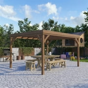 12' x 9.8' All Cedar Wooden Gazebo Pavilion, Outdoor Pergola, Wood Grape Gazebo for Climbing Plant Support, Garden, Patio, Backyard, Deck, Brown