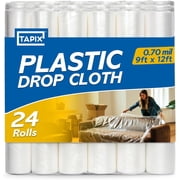 12 x 9 Ft Drop Cloths 24-Pack   Plastic Sheeting & Painters Plastic Tarps for Painting, Waterproof Floor & Furniture Protection