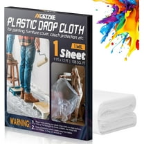 12 x 9 Ft Plastic Drop Cloths-1 Mil(1-Pack - Disposable Painter's Sheeting & Tarps for Painting, Waterproof Furniture/Couch/Floor Protection