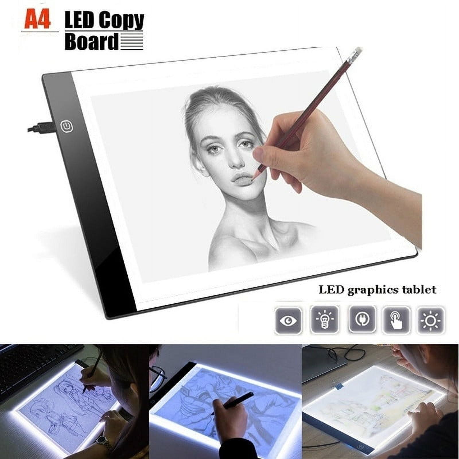 12 x 9 LED Light Tracing Pad, Light Box Adjustable Brightness LED Tracing  Light Box Board A4 Art Drawing Sketching Copy Pad with Memory Function