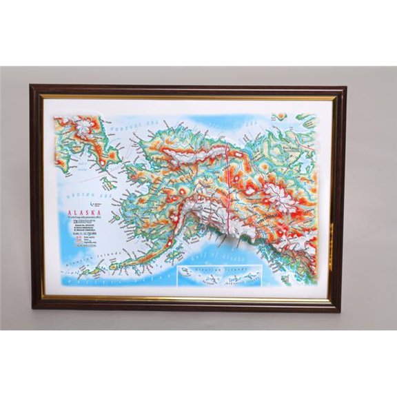 12 x 9 in. Alaska Raised Relief Map, Unframed - Gift Size