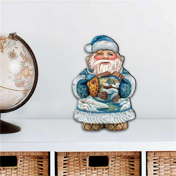 12 x 9 in. Goldfish Santa Christmas Outdoor Decor Large Ornaments