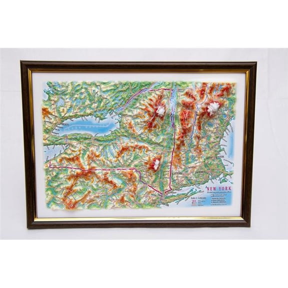 12 x 9 in. New York State Raised Relief Map, Unframed - Gift Size