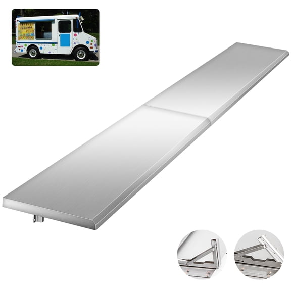 12" x 96" Folding Concession Stand Shelf Spliced Style for Kitchen | Stainless Steel Drop Down Serving Food Shelf, Easy to Clean & Space-Saving Concession Shelves for Garage, Food Cart