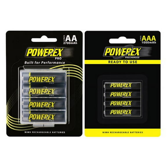 12 x AA (2700 mAh) + 12 x AAA (1000 mAh) NiMH Powerex Rechargeable Batteries Combo