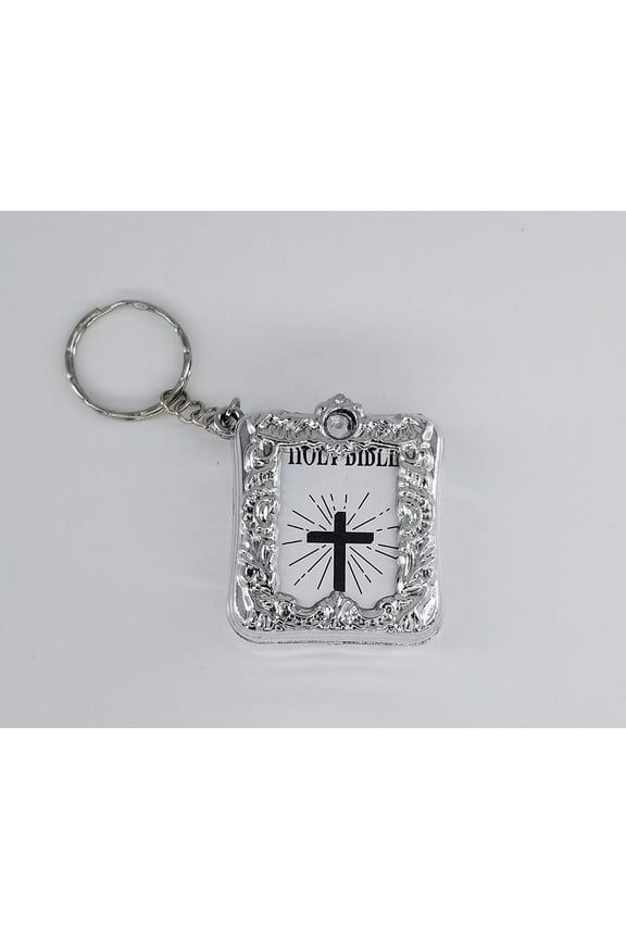 12 x Mini Bible Keychain English Silver Holy Bible Religious Favor/Baptism Favor/First Communions, Baptism, Wedding Shower