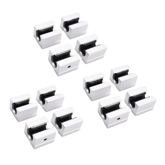 12 x SBR12UU 12mm Aluminum Linear Motion Router Bearing Block, Silver