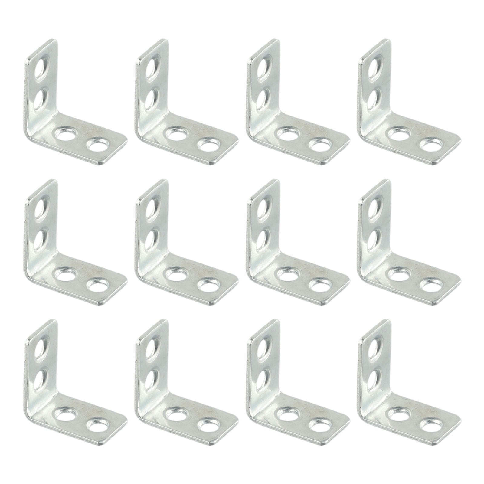 12 Pack White L Shape Shelf Brackets - 1x1.2 Inch, 90 Degree Corner Braces With Screws