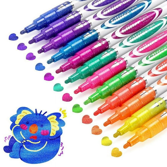12 x glitter gel pens-Multicolor