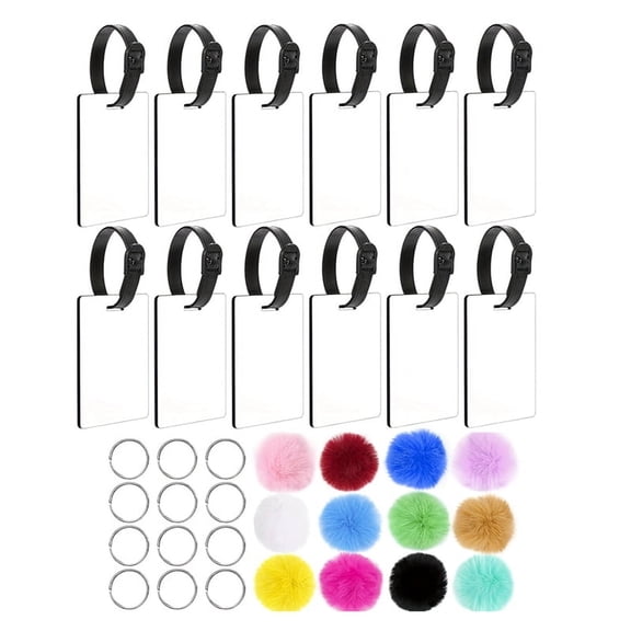 12 x luggage tags 12 x lanyards 12 x key rings 12 x wool balls-Photo Color