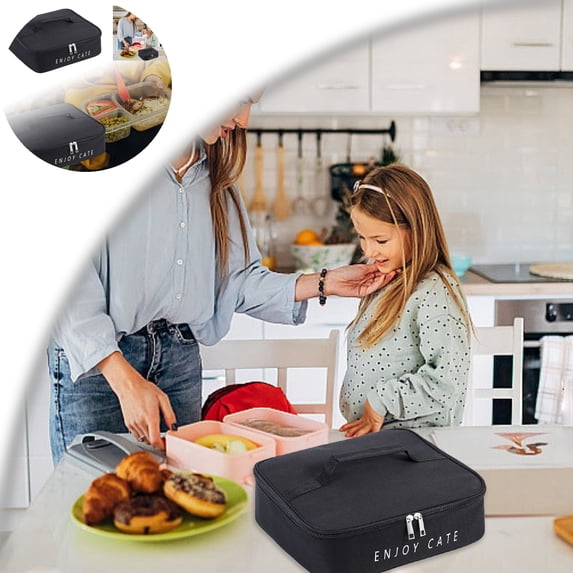 12"x10"x4" Insulated Lunch Bag, Portable Food Containers Bag Flat Bento Bag Reusable Thermal Lunch Pail for Men and Women