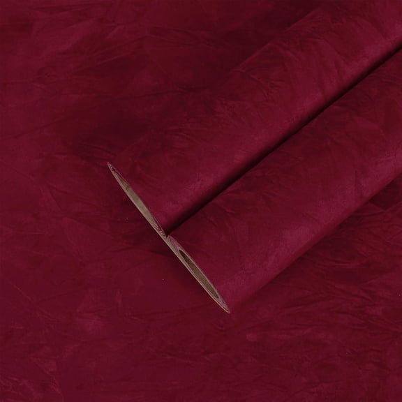 12''x100'' Dark Red Self Adhesive Velvet Flocking Liner Sheet Soft Velvet Flock Contact Paper for Jewelry Colored Thick Fabric Wallpaper Peel and Stick Velvet Lining for Drawers DIY Projects