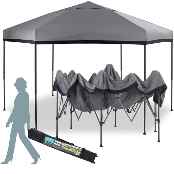 12 x10ft Pop Up Canopy Tent 6 Sided Waterproof Adjustable Height Folding Gazebo
