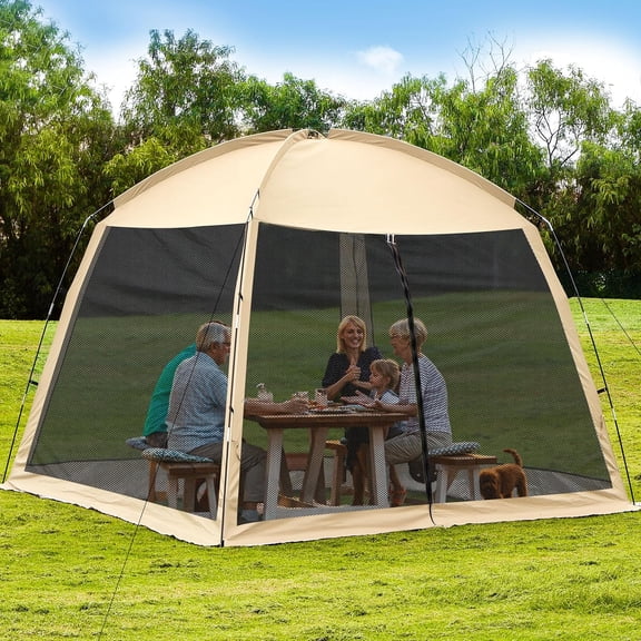 12'x12' Camping Screen Tent - Portable Screen Canopy 8-10 Person&Instant UV Resistant Sun Shelter,Easy to t Up&Mosquito Net Tent&Waterproof,Suitable for Family Camping Trip,Backyard,Picnic