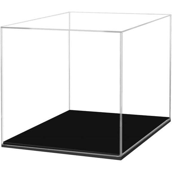 12"x12" Clear Acrylic Display Box w/Black Base, Dust Cover for Collectibles, Memorabilia, Retail Product