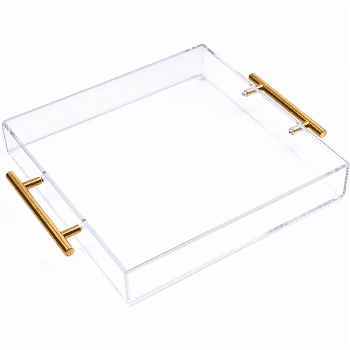 Clear Acrylic Serving Tray with Gold Handles – 12×12 Decorative Tray