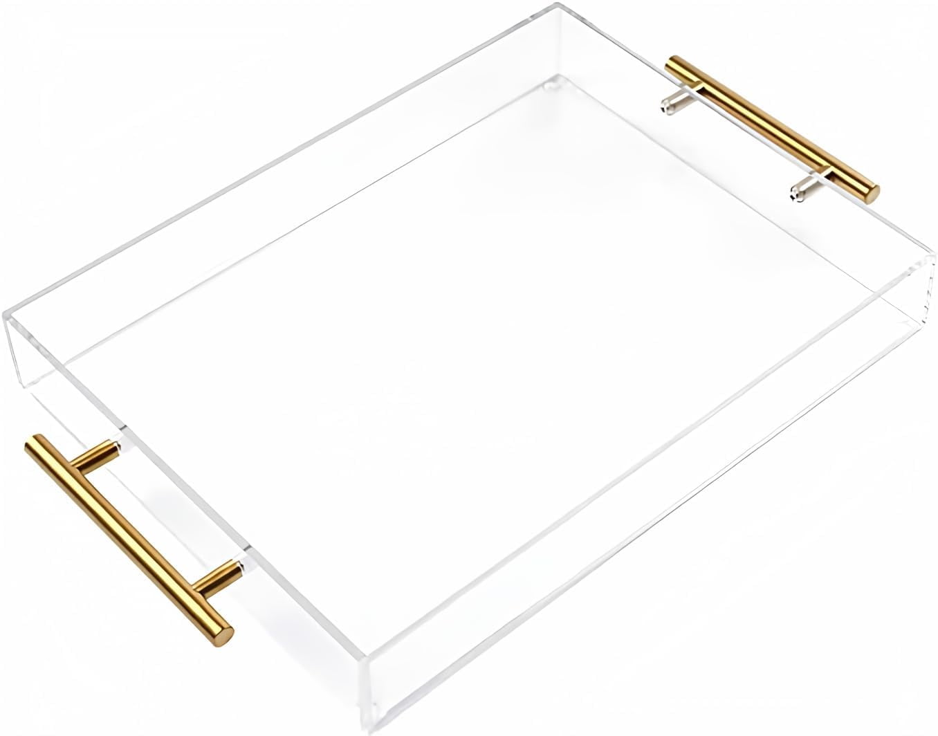Clear Acrylic Serving Tray with Gold Handles – 12×12 Decorative Tray