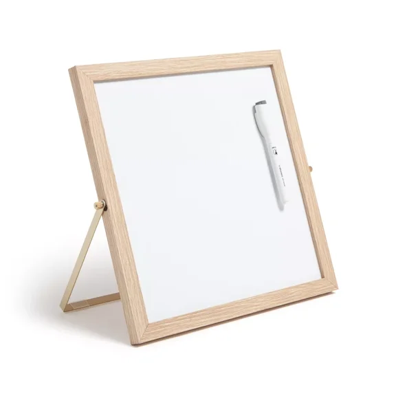U Brands 12"x12" Frame Desktop Dry Erase Easel Natural: Magnetic Whiteboard with Wall Mount & Hardware