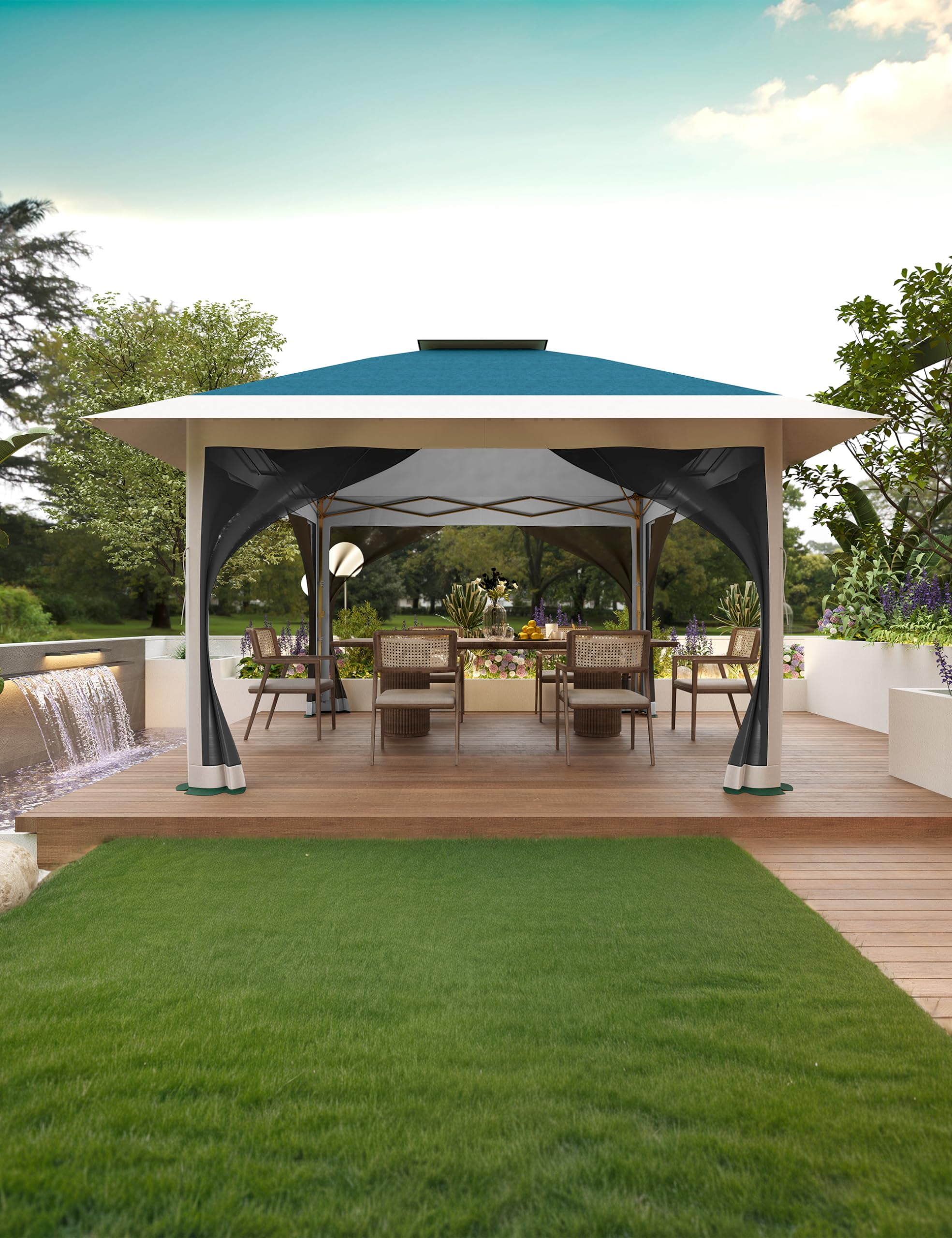 12'x12' Gazebo Tent Outdoor Gazebo Canopy Shelter with Mosquito Netting for Lawn,Garden,Backyard