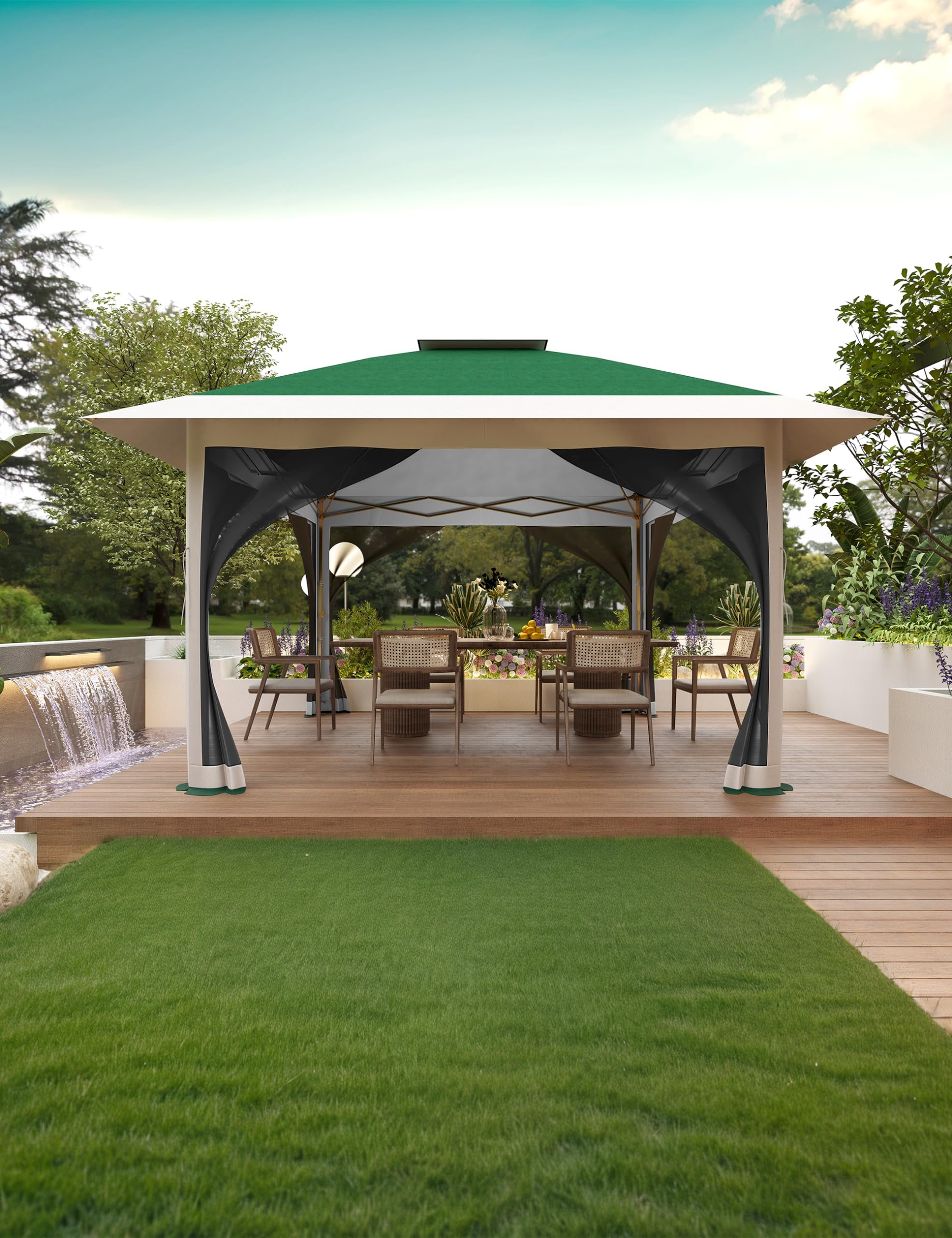 12'x12' Gazebo Tent Outdoor Gazebo Canopy Shelter with Mosquito Netting for Lawn,Garden,Backyard
