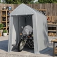 thumbnail image 1 of 12'x12' Heavy Duty Carport, Steel Frame Canopy with Roll-Up Zipper Door for Car, Bike, Motorcycle, Garden Tools, Grey, 1 of 10
