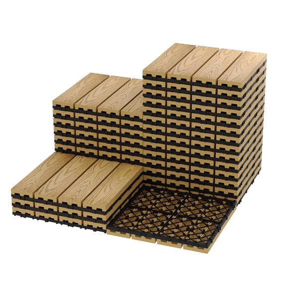12"x12" Interlocking Composite Deck Tiles,All-Weather Waterproof Outdoor Deck Tiles,Easy Installation for Patio, Balcony, Porch, Poolside, Backyard,27-Pack