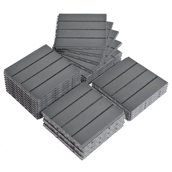 12"x12" Interlocking Deck Tiles, 27Pcs Square Plastic Outdoor Flooring for Backyard Garden Deck Poolside, All-Weather & Waterproof Patio Flooring, Checker-Dark Brown