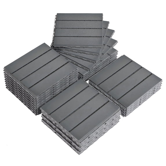 12"x12" Interlocking Deck Tiles, 27Pcs Square Plastic Outdoor Flooring for Backyard Garden Deck Poolside, All-Weather & Waterproof Patio Flooring, Checker-Dark Brown