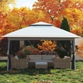 thumbnail image 1 of 12'x12' Pop Up Canopy Tent with Mosquito Netting, One-Touch Instant Gazebo with 4 SandBags for Outdoor Patio, Backyard, Garden, Waterproof UV Protection Outdoor Shelter,  Light Blue, 1 of 9