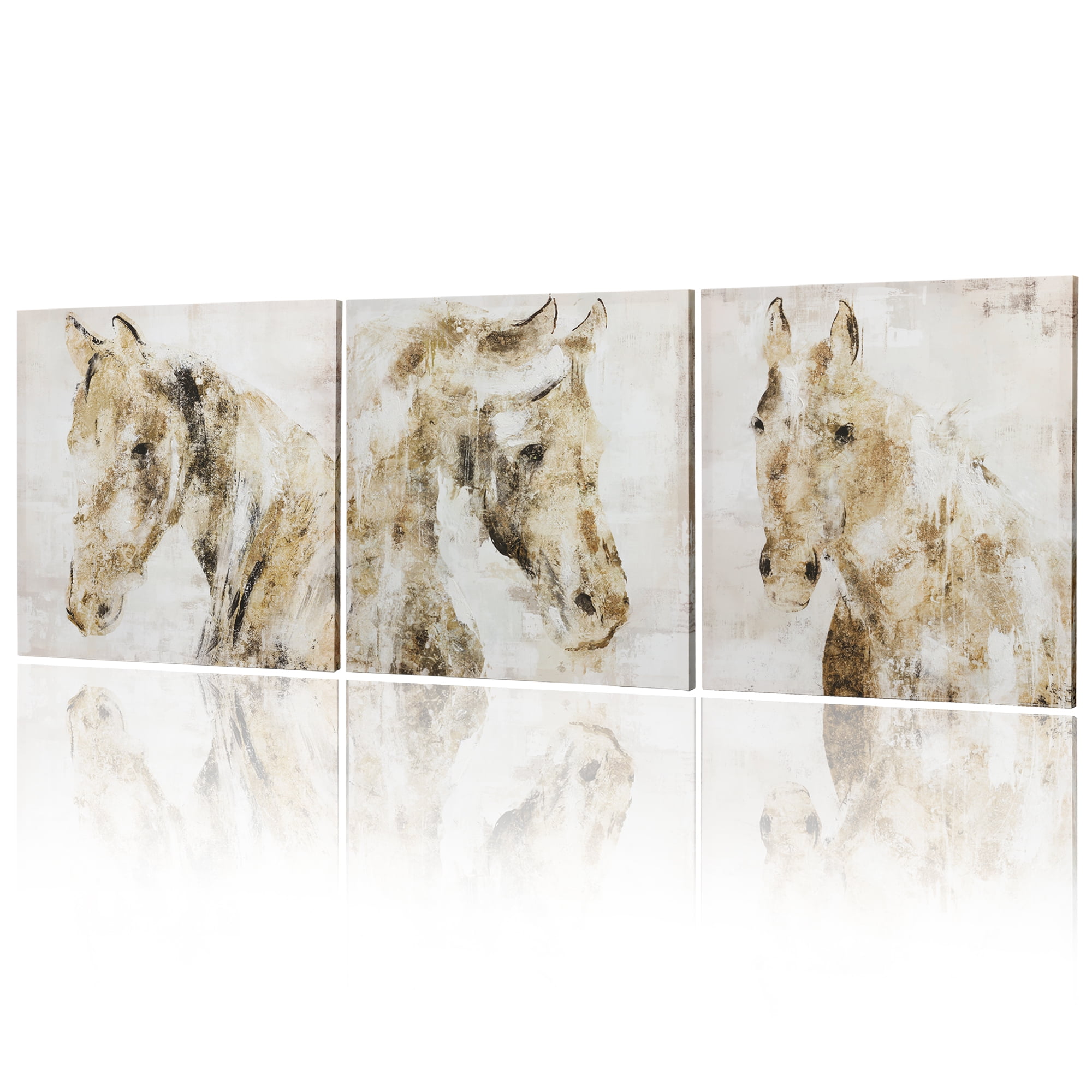 12"x12" Set of 3 Canvas Wall Art Modern Home Decorations Print Painting -Horse