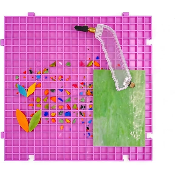 12"x12"Stained Glass Cutting Mat, with Rubber Pads, Breaker Ball & Non-Slip Grip Rings, Modular Stained Glass Grid Mat (Purple-1 Pack)