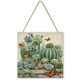 thumbnail image 1 of 12"x12" Wooden Hanging Sign Featuring a Charming Cactus Design - Perfect Wall Art for Home Decor, Rustic Farmhouse Style, and Southwestern Aesthetics, 1 of 8