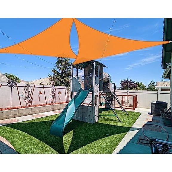 12'x12'x17' Sun Shade Sail Right Triangle Canopy Sunshine Block Heavy Duty Shade Fabric Cover for Outdoor Pergola Yard Deck Carport Garden (Orange)$$Garden &