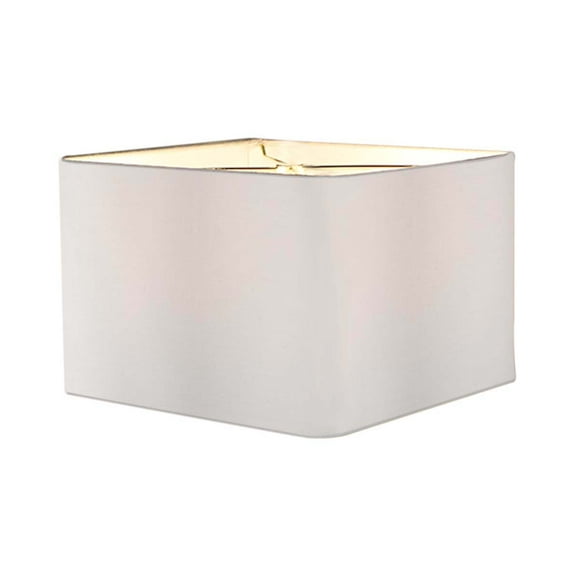 12"x12"x8" Heartland Rounded Corner Premiere Hardback Square Drum Lampshade, White Linen Fabric