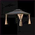 thumbnail image 1 of 12'x14' Hardtop Gazebo | Permanent Outdoor Gazebo for Patio Backyard Lawn | Aluminum | Walnut Brown, 1 of 6