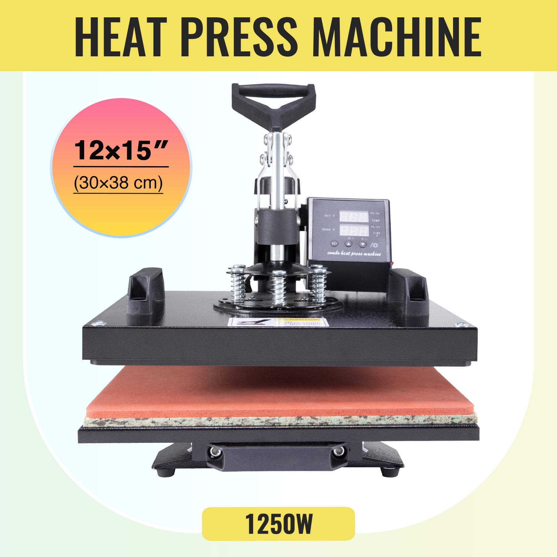12x15 Digital Clamshell Heat Press Transfer T-Shirt Sublimation Machine