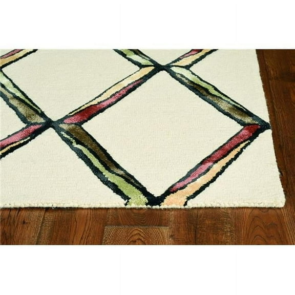 12'x15' Cream Gold Hand Tufted Diamond Pattern Indoor Area Rug