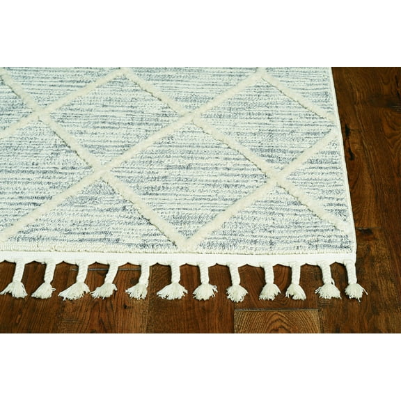 12'x15' Ivory Grey Machine Woven Geometric Indoor Area Rug
